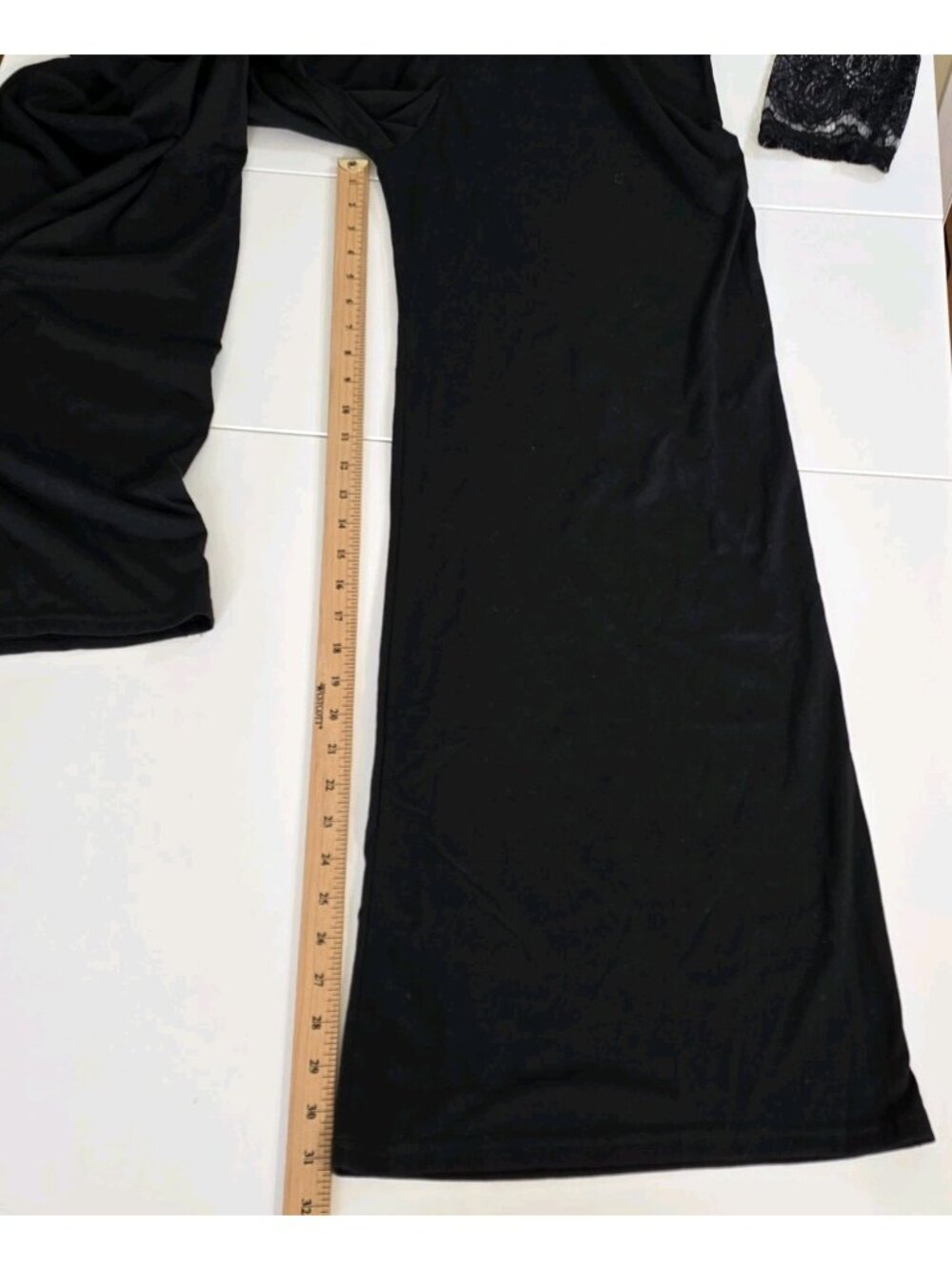 Rosegal Jumpsuit NWT Plus Size 2XL Black Eyelash Lace LS Wide Leg Evening Party - Picture 10 of 16